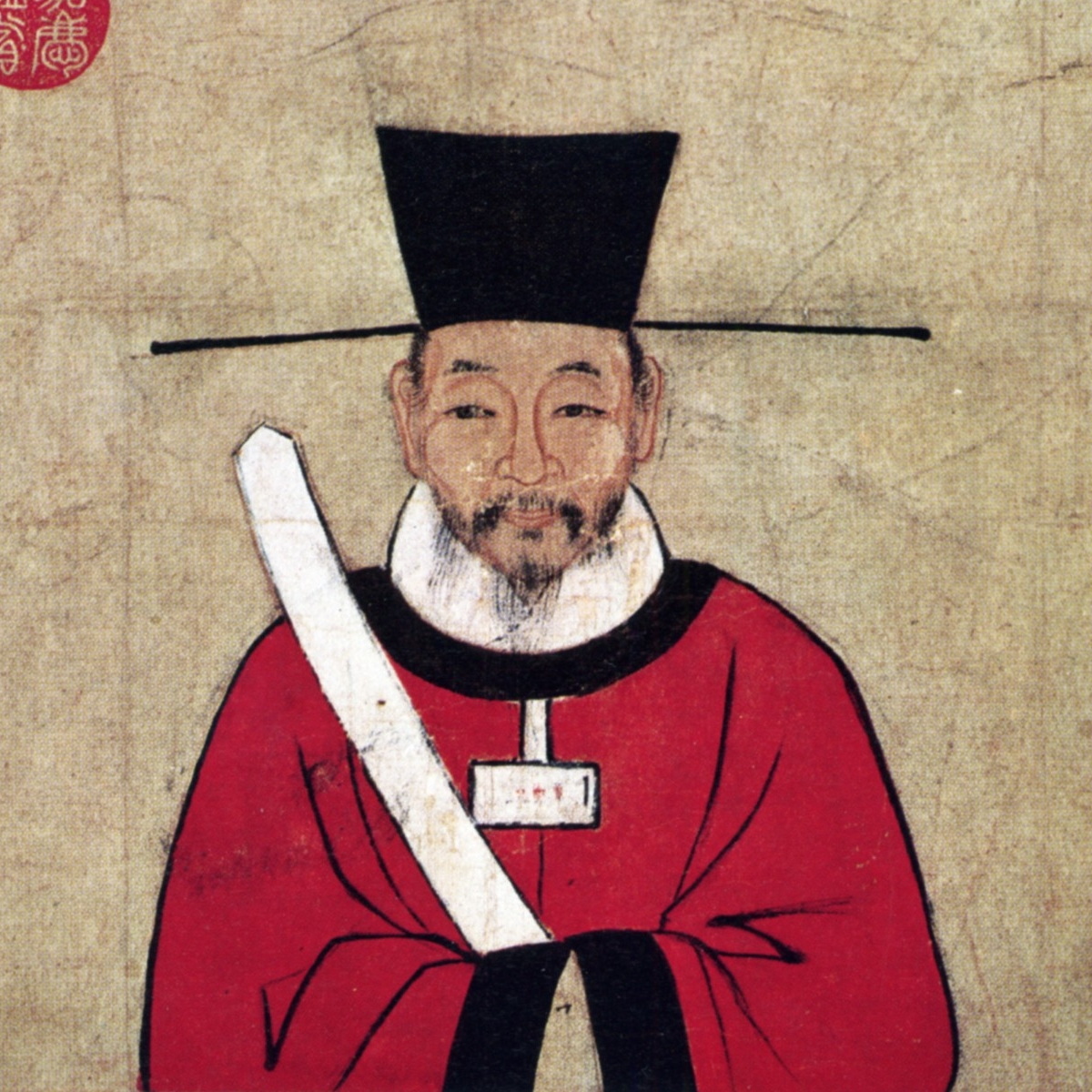 宋代佚名画家所绘司马光像:着红袍、戴幞头、手执笏板