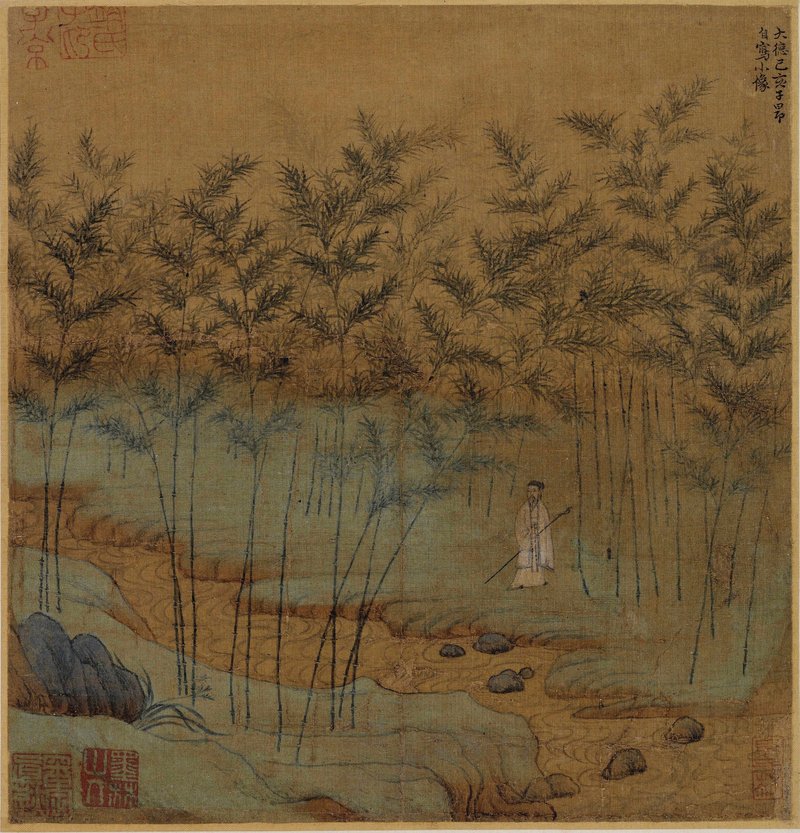 赵孟頫1299年自画像:头戴幞头、身着圆领袍的半身坐像